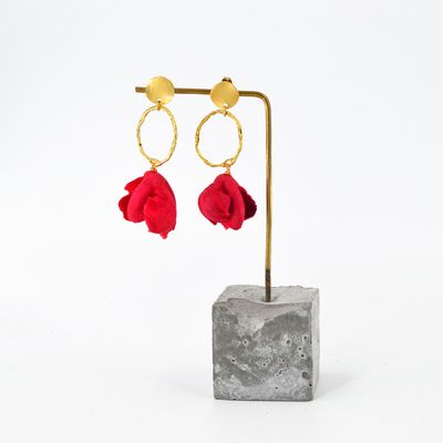 Gifts - Gold plated artisan natural silk flower earrings - CHAMA NAVARRO
