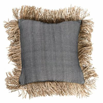 Cushions - The Cotton Bonita Cushion Cover - Natural Black - 40x40 - BAZAR BIZAR LIVING