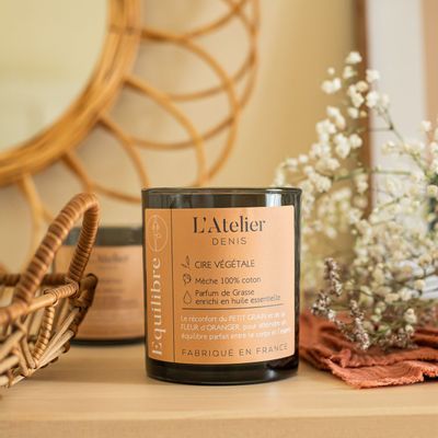 Objets de décoration - L'Atelier Denis - EQUILIBRE : Bougie Parfumée cire 100% végétale 150g - 30H - L'ATELIER DENIS