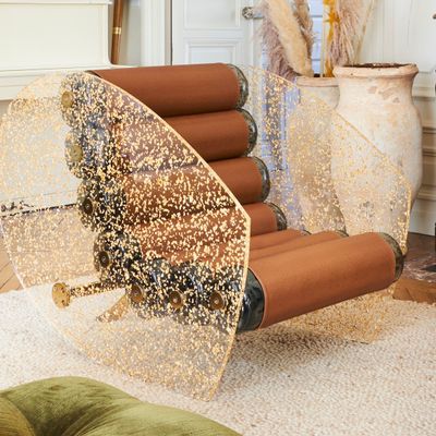 Lawn armchairs - MW05 Couture Collection | Armchair with PMMA walls encrusted with gold leaf & brown Soshagro covers - MW Exclusive - MOJOW