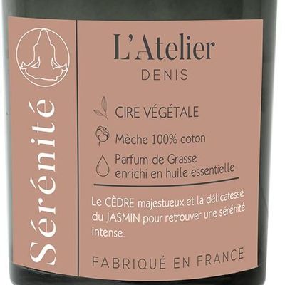 Objets de décoration - L'Atelier Denis - SERENITE : Bougie Parfumée cire 100% végétale 300g - 50H - L'ATELIER DENIS