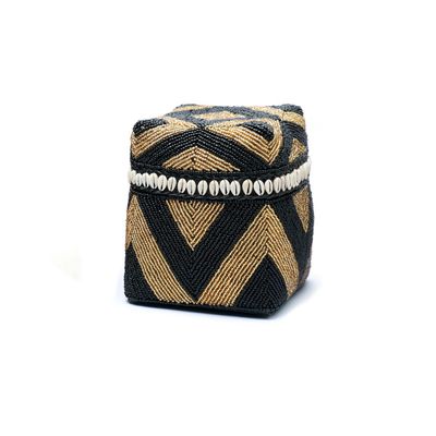 Coffrets et boîtes - Le Panier Beaded Cowrie Diamond - Noir Or - M - BAZAR BIZAR LIVING