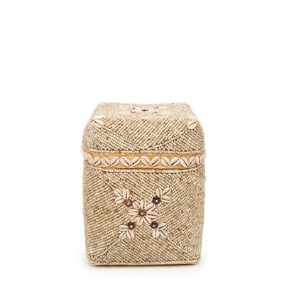 Storage boxes - The Beaded Flowers Baskets - Natural Brown - M - BAZAR BIZAR - COASTAL LIVING