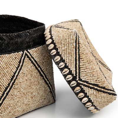 Coffrets et boîtes - Le Panier Beaded Jagged - Noir Naturel - L - BAZAR BIZAR LIVING