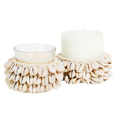 Bougeoirs et photophores  - Le Bougeoir Cowrie Macramé - Naturel - S - BAZAR BIZAR LIVING
