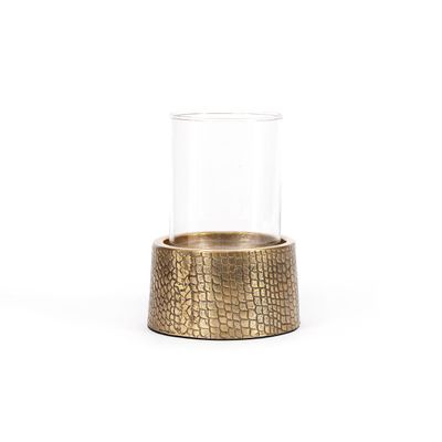 Bougeoirs et photophores  - Le Bougeoir Croco avec Verre - Laiton - L - BAZAR BIZAR LIVING