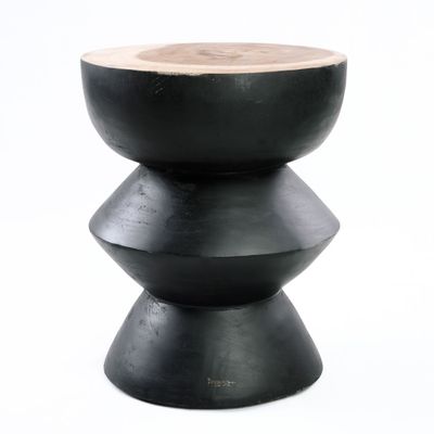 Tabourets - Le Tabouret Kulun - Noir Naturel - BAZAR BIZAR LIVING