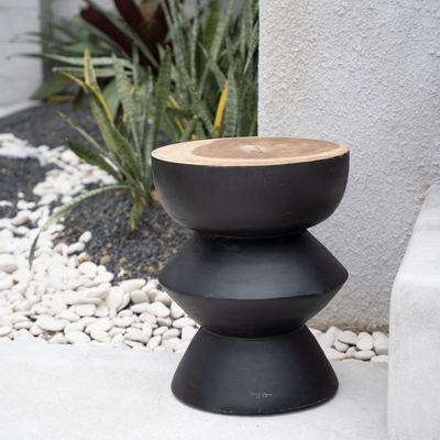 Stools - The Kulun Stool - Black Natural - BAZAR BIZAR LIVING