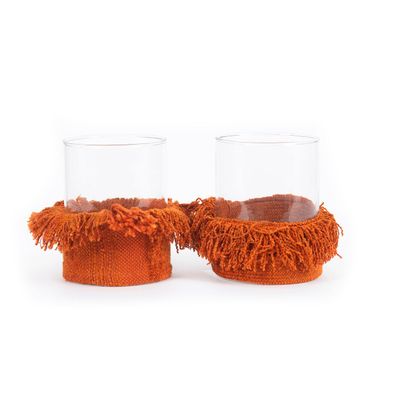 Candlesticks and candle holders - The Oh My Gee Candle Holder - Rust Velvet - L - SET/2 - BAZAR BIZAR LIVING