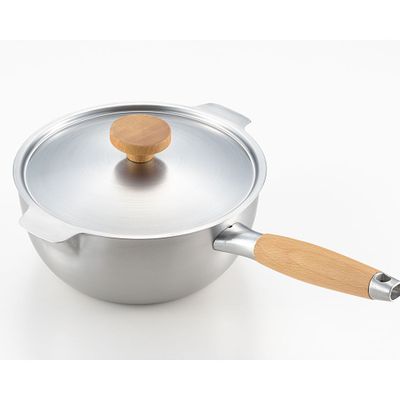 Casseroles - Casserole de 20 cm, en acier inoxydable, avec deux becs verseurs - collection Aikata / YOSHIKAWA - ABINGPLUS