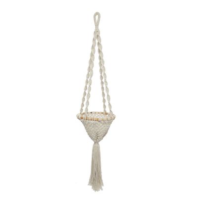 Vases - The Twisted MacramÃ© Plant Holder - Natural White - L - BAZAR BIZAR LIVING