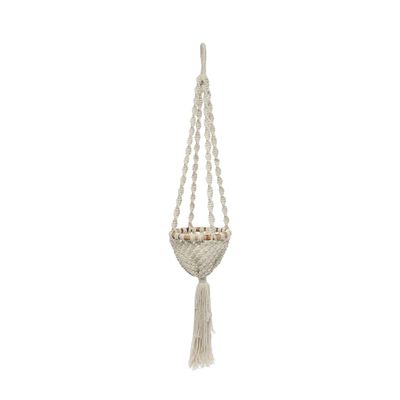 Vases - Le Porte-plante Macramé Twisted - Blanc Naturel - S - BAZAR BIZAR LIVING