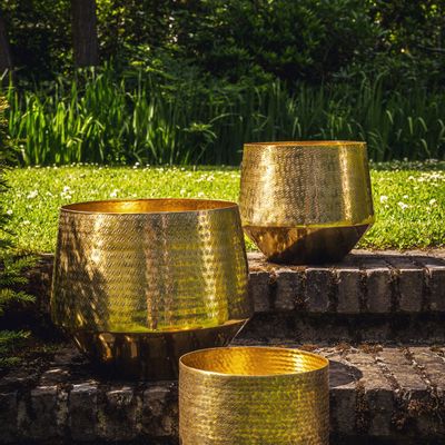 Vases - The Hammered Planters - Brass - Set of 2 - BAZAR BIZAR LIVING