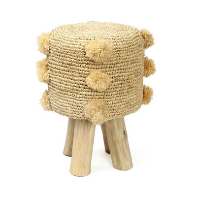 Tabourets - Le Tabouret Raffia Pom Pom - BAZAR BIZAR LIVING