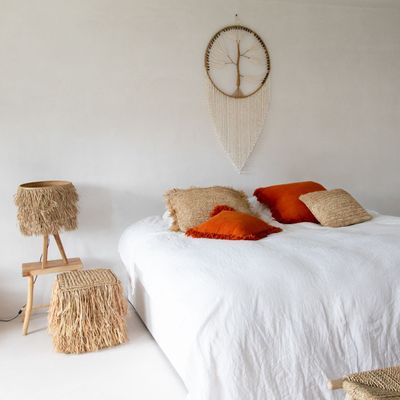 Tabourets - Le Tabouret Raffia Shaggy - Carré - BAZAR BIZAR LIVING