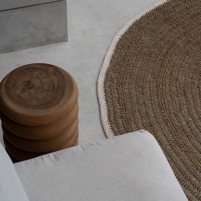 Rugs - The Seagrass & Cotton Round Carpet - Natural White - 200 - BAZAR BIZAR LIVING