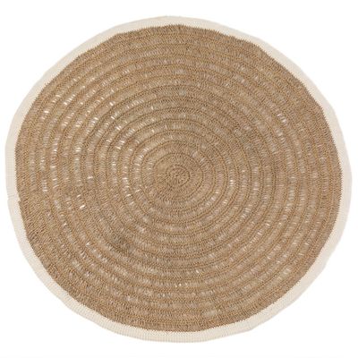 Rugs - The Seagrass & Cotton Round Carpet - Natural White - 200 - BAZAR BIZAR LIVING