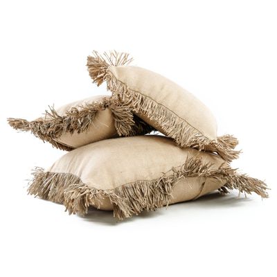Cushions - The Jute Bonita Cushion Cover - Natural - 60x60 - BAZAR BIZAR LIVING