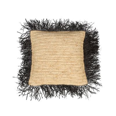 Cushions - The Raffia Cushion Cover Square - Natural Black - 40x40 - BAZAR BIZAR LIVING