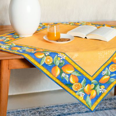Table linen - Table cover - Jacquard Delft Citron - TISSUS TOSELLI