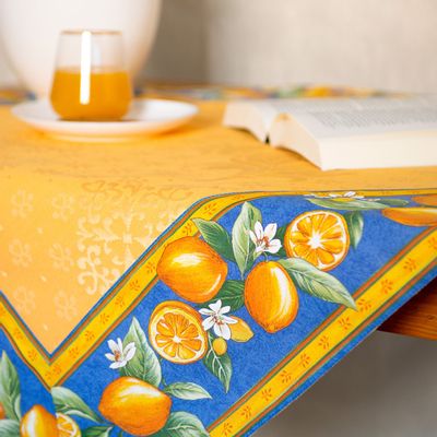 Table linen - Table cover - Jacquard Delft Citron - TISSUS TOSELLI