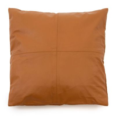 Cushions - The Four Panel Leather Cushion Cover - Camel - 60x60 - BAZAR BIZAR LIVING