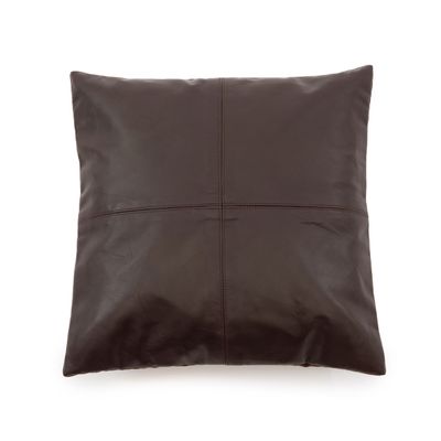 Coussins - La Housse de Coussin Four Leather Panel - Chocolat - 40x40 - BAZAR BIZAR - COASTAL LIVING