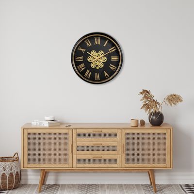 Horloges - HORLOGE MECANISMES CLASSIQUE NOIR ET DORÉ 50CM - EMDE