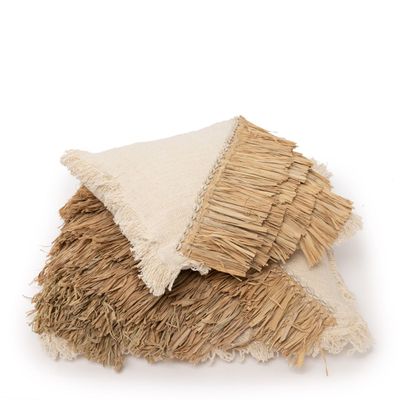 Coussins - La Housse de Coussin Raffia Cotton - Blanc Naturel - 60x60 - BAZAR BIZAR LIVING