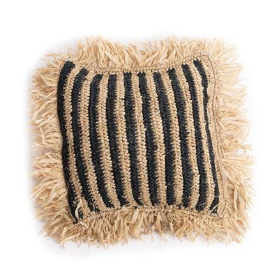 Coussins - La Housse de Coussin Striped Raffia - Naturel Noir - 40x40 - BAZAR BIZAR LIVING