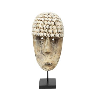 Decorative objects - The Cowrie Mask on Stand - Medium - BAZAR BIZAR LIVING