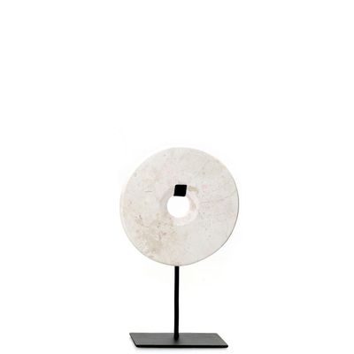 Decorative objects - The Marble Disc on Stand - White - S - BAZAR BIZAR LIVING