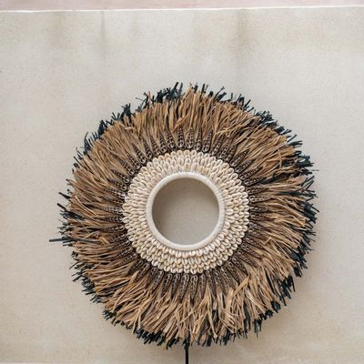 Decorative objects - The Mojo Raffia On Stand - Natural Black - L - BAZAR BIZAR LIVING