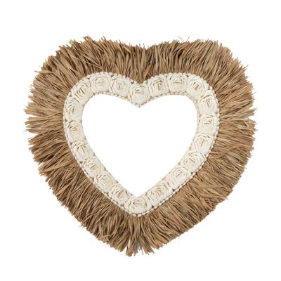 Decorative objects - The Raffia Shell Heart - Natural White - L - BAZAR BIZAR LIVING