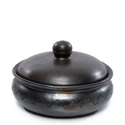Platter and bowls - The Burned Curry pot With Pattern - Black - BAZAR BIZAR - COASTAL LIVING