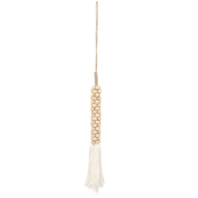 Decorative objects - The Wooden Beads with Cotton Tassel - Natural White - BAZAR BIZAR - COASTAL LIVING