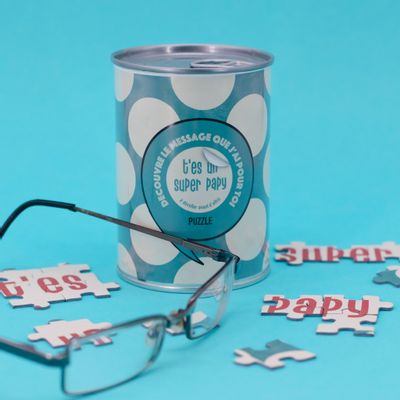 Cadeaux - Puzzle à messages "T'es un super Papy" fabriqué en France - BWAT