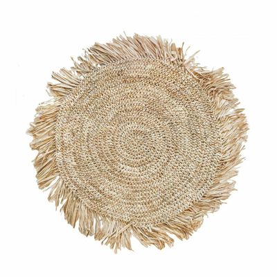 Placemats - The Fringe Raffia Placemat Round - Natural - BAZAR BIZAR LIVING