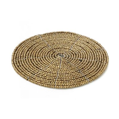 Placemats - The Beaded Coaster - Gold - BAZAR BIZAR LIVING