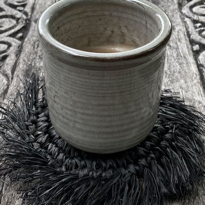 Placemats - The Fringe Raffia Coaster - Black - BAZAR BIZAR LIVING