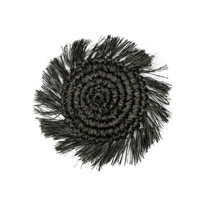 Placemats - The Fringe Raffia Coaster - Black - BAZAR BIZAR LIVING