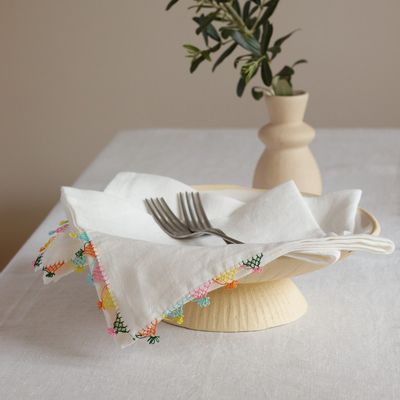 Table linen - HANDWOVEN LINEN TEA TOWEL - NADIA DAFRI PARIS