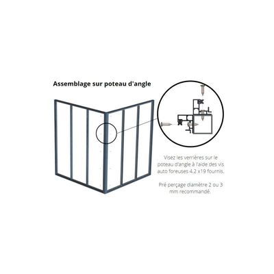 Office design and planning - VERREA Aluminum Indoor Canopy Corner Post - Sandblasted Black - 123 cm - 🇫🇷 VERREA