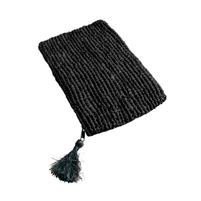 Clutches - The Raffia Clutch - Black Black - L - BAZAR BIZAR LIVING