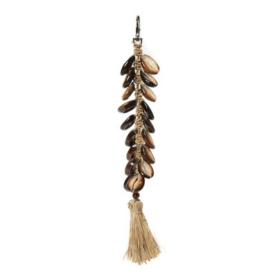 Decorative objects - The Raffia Fishbone Keychain - Natural Black - BAZAR BIZAR - COASTAL LIVING