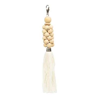 Decorative objects - The Wooden Beads Keychain - Natural White - BAZAR BIZAR LIVING