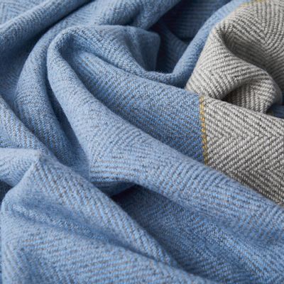 Decorative objects - Blue Scadán Herringbone Merino Throw Blanket - CUSHENDALE