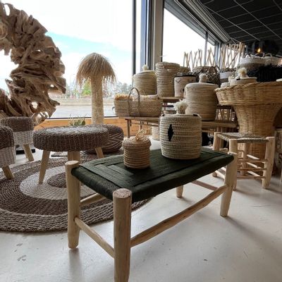 Benches - Large wooden bench and khaki rope - ROUCOU - HYDILE