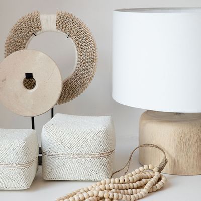 Desk lamps - The Teak Wood Table Lamp - Natural White - BAZAR BIZAR - COASTAL LIVING