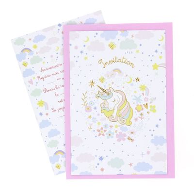 Anniversaires - 6 Invitations Licorne - Recyclable - ANNIKIDS